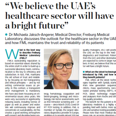 Gulfnews in conversation with Dr Michaela Jaksch-Angerer, Medical Director, FML